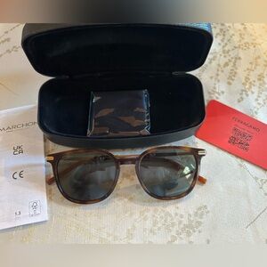 Salvatore Ferragamo Black and Brown Sunglasses
